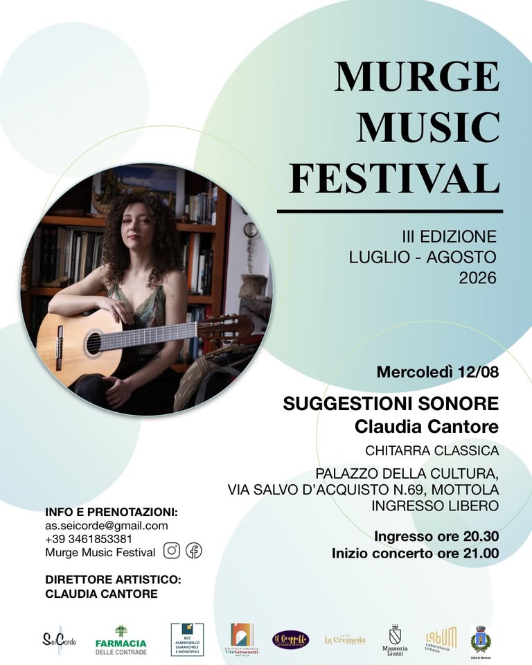 12 Agosto 2026, ore 20:30 | EVENTO "SUGGESTIONI SONORE"
