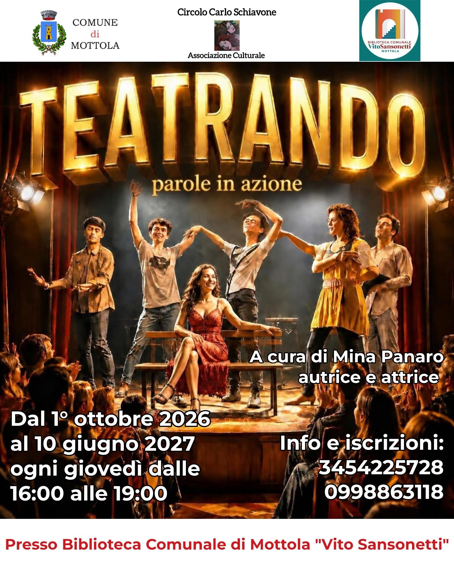 1 Ottobre 2026 - 10 Giugno 2027, ore 16:00 | Laboratorio "TEATRANDO - Parole in azione"